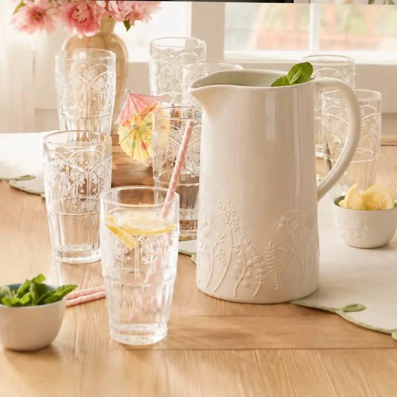 Jarra Wildflower con 8 vasos