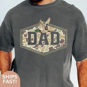 Comfort Colors Camouflage Dad Shirt, Retro Varsity Dad Tee, Dad Mallard Duck Shirt, Father’s Day Gift, Trending Father's Day, Men's Graphic Tees, Casual Outfit, Comfortable Menswear, Perfect Gift For Men, Apr24