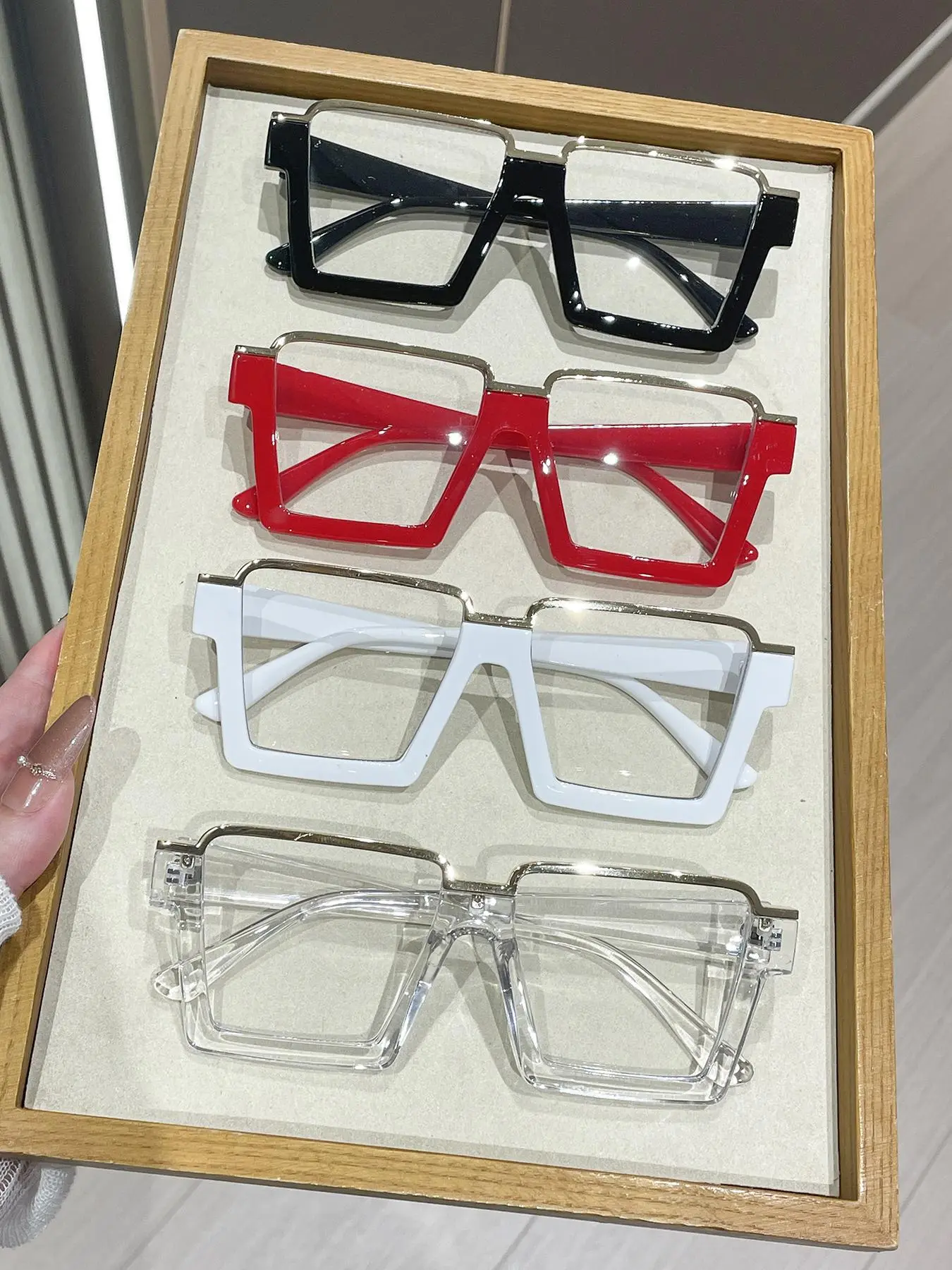 Fashionable Clear Eyeglasses Set, Stylish Trendy Eyewear, Stylish Square Frames, Trendy Casual Rectangle Frame Eyeglasses for Women & Men, Fashion Eyeglasses for Work, Daily Clothing Decor, for Student Daily Use