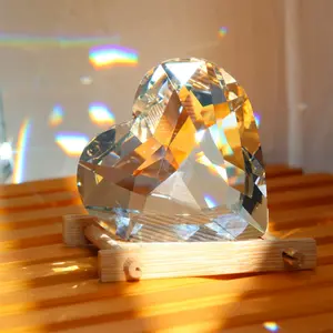 Extra-Large 8cm Crystal Heart Ornament - Perfect for Valentine's & Mother's Day, Glass Art Desk Decor