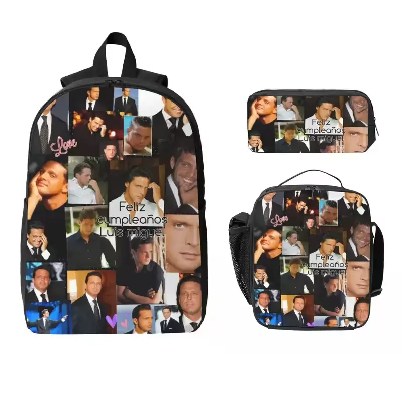 3Pcs Luis Miguel School bags Set for Girls Boys Pencil Boxes Backpack Sets with Lunch Box For School Students Knapsack