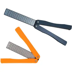 2 Pcs 400/600 Grit Portable Handheld Double Sided Pocket Diamond Knife Sharpening Stone, Fine/Coarse Grinding for Kitchen Garden Outdoor Tools, Black/Orange