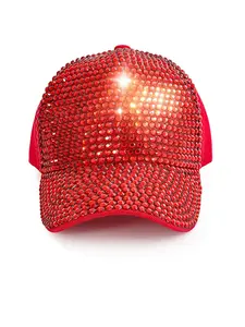 1PC luxurious full-diamond shiny anti-penetration gem baseball cap for ladies, a trendy hot girl beanie with a curved brim, adjustable brim circumference, suitable for adult punk rap parties, festivals, music events, to wear Stylish Hat Snapback Cap