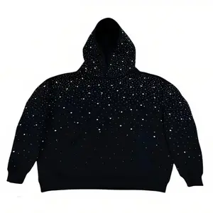 Kyn Apparel Rhinestone Studded Hoodie Women & Men Sparkle Starry Print Pullover Fall   Punk Aesthetic