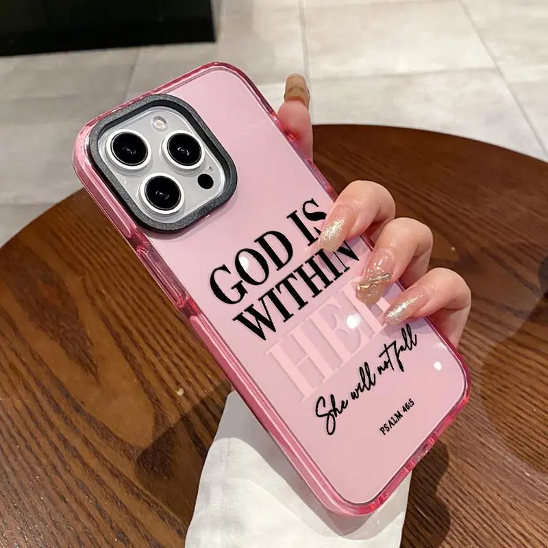 Transparent Soft Silicone TPU Phone Case - Non-Yellowing, Shockproof Protection Casing for iPhone 17 Air,16 Plus,15 Pro Max,14,13,12,11 - God is Within Her Pattern Mobile Phone Accessories