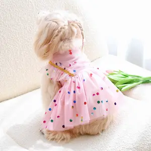 Universal mesh skirt for cats and dogs, pink version, suitable for wearing as a dress, pet fashion, pet dog clothing in clothes Small Girl Pet Dress Set breathable spring Cute Princess Skirt Harness Set