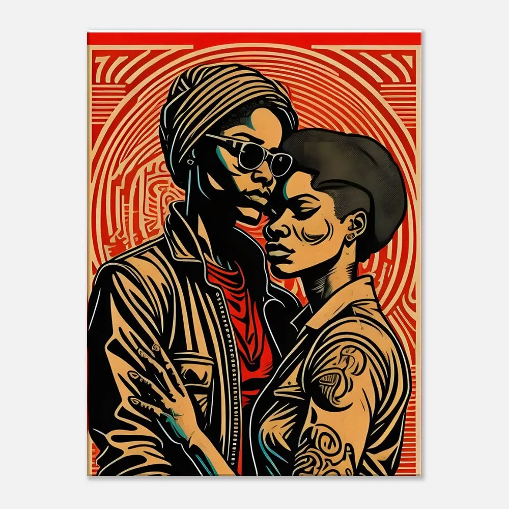 Power of Two Black Nonbinary GenderQueer Canvas Couple LGBTQIA Queer Print Dorm Room Decor Modern Pop Art Lesbian Diversity Transgender Poster Hanging Wall Artistic Decoration