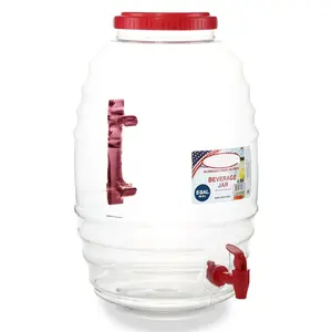 Red 5 Gallon Beverage Dispenser - Leak Proof Plastic Dispenser for Residential & Commercial Use