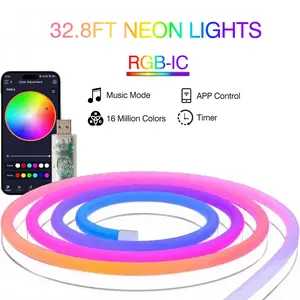 Smart Neon Light Strip 32.8ft LED, APP Control, 16m Colors, Music Sync, 58 Dynamic Modes, Dc5v USB Powered, Room Decoration, Decorative Neon Light