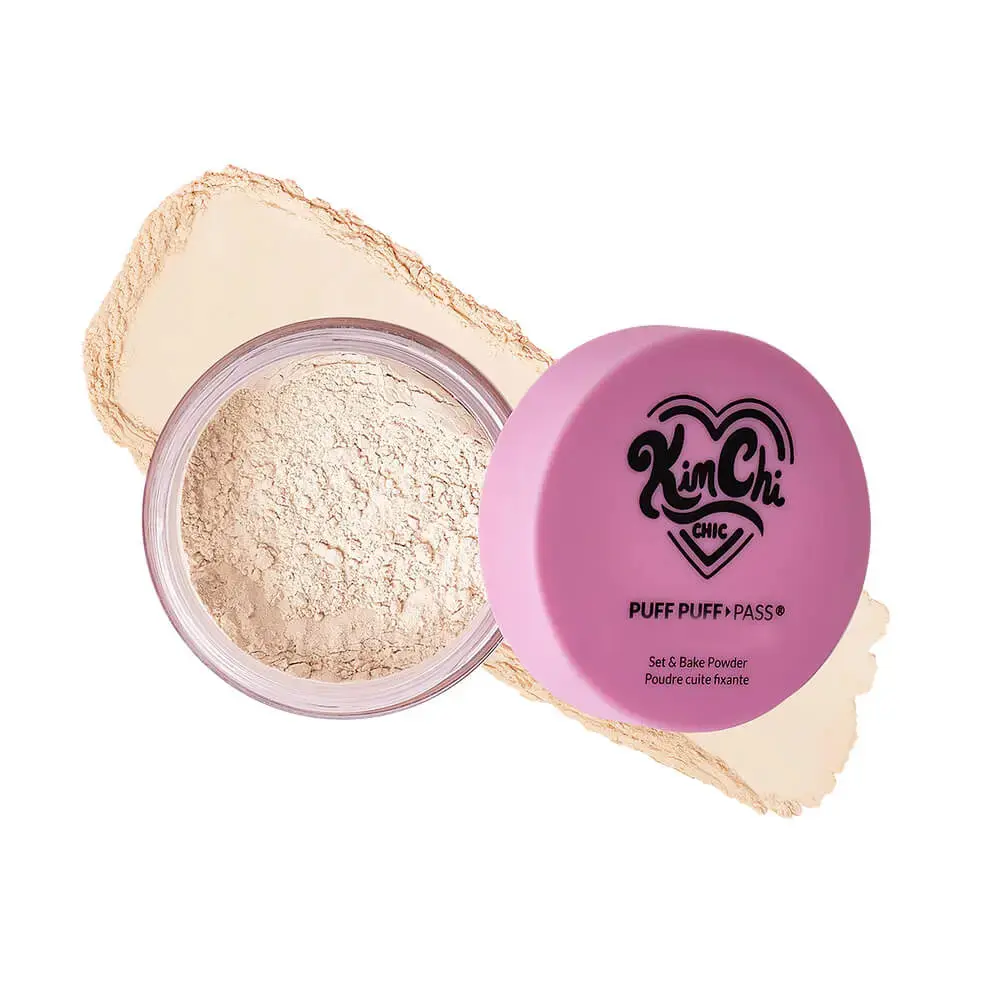 KimChi Chic Beauty Puff Puff Pass Set & Bake Loose Setting Powder, Medium Shade Oil Control Face Powder, Long Lasting Baking Finishing Makeup Powder