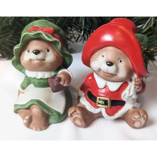 Homco Santa Bears Christmas Figurines