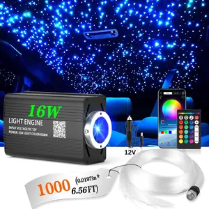 1000pcs*0.02in *6.5ft Fiber Optic Car&Home Starlight Headliner Kit, Roof Ceiling Lights,Color-Changing, App+24 Key Remote Control, Static 15 Color And Rgb Light Change, Fade, Jump, Spark And Adjust Brightness, Mode Speed Adjustment,Interior Led Vehicle ti