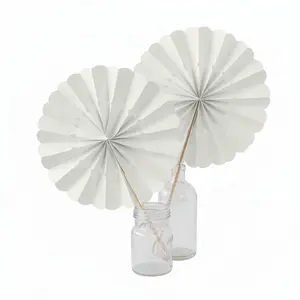 Pinwheel Hand Fans (Set 10)- White