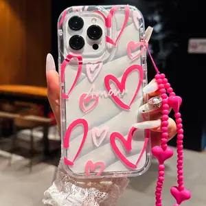 Valentine's Day Heart Line Hand-Drawn Tpu Protective Case Cover for iPhone 17 Pro Max 15 Pro Max 16/16 Plus 15/14/13/12/11/XS/XR/x/7/8 16 Plus/pro Max Accessories