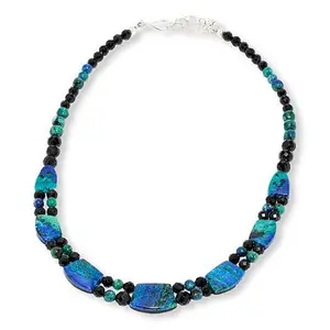 Mine Finds by Jay King Milpilla Azurite Malachite and Midnight Chalcedony Necklace