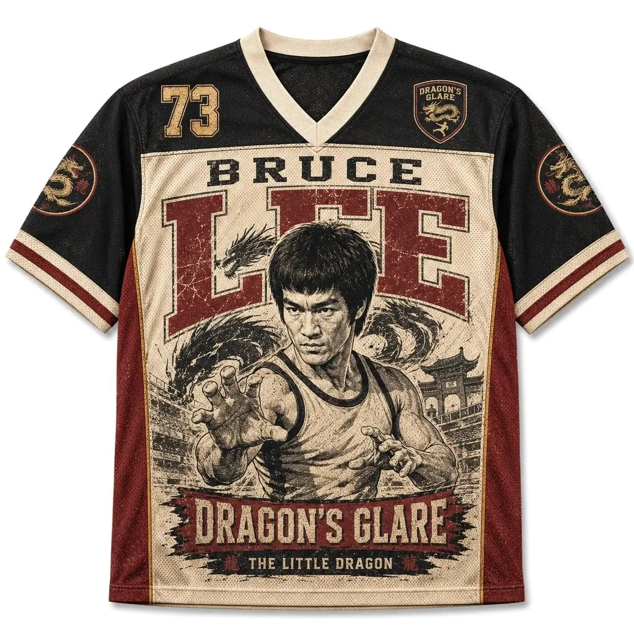 The Little Dragon Mesh Jersey Shirt, Bruce Lee Inspired Martial Arts Graphic Jersey, Kung Fu Legend Fan Top, Retro Unisex Jersey Gift X10