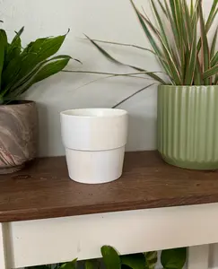 Minimal White Checkered Planter — 5” x 5”