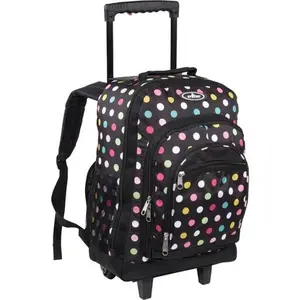 212 MAIN Everest 9045WH Compact Polka Dot Wheeled Backpack - 2-in-1 Rolling Pack with Wheeled Base, Travel-Ready Casual Functional Luggage Bag