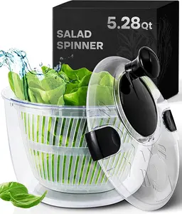 Salad Spinner 5.28 Qt – Large Lettuce Spinner with Bowl & Colander, Quick Drain Vegetable Dryer, Multi-Use Fruit Washer Neatness