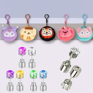 LED Light-Up Toy Earrings American Style Zircon Cartoon Design Ultimate Halloween Accessory Toy Gift Christmas Festive Decorative Sparkling Earrings BA11296988 Retro Bohemian Stainless Steel Titanium