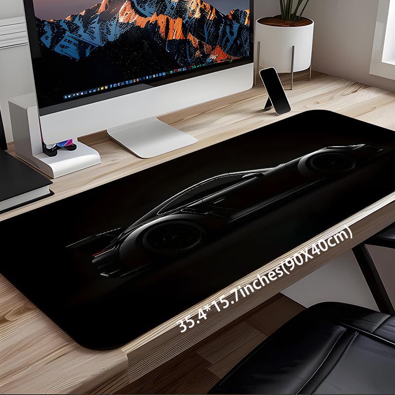 Black Luxury Sports Car Large Gaming Mouse Pad, Aesthetic Desktop Decoration Drotection Pad, Washable Rubber Pad Non-Slip Lock Edge Multi-Size Universal Mouse Pad Suitable For Home Office, Good Gift for Family and Friends, Non Slip Mousepad