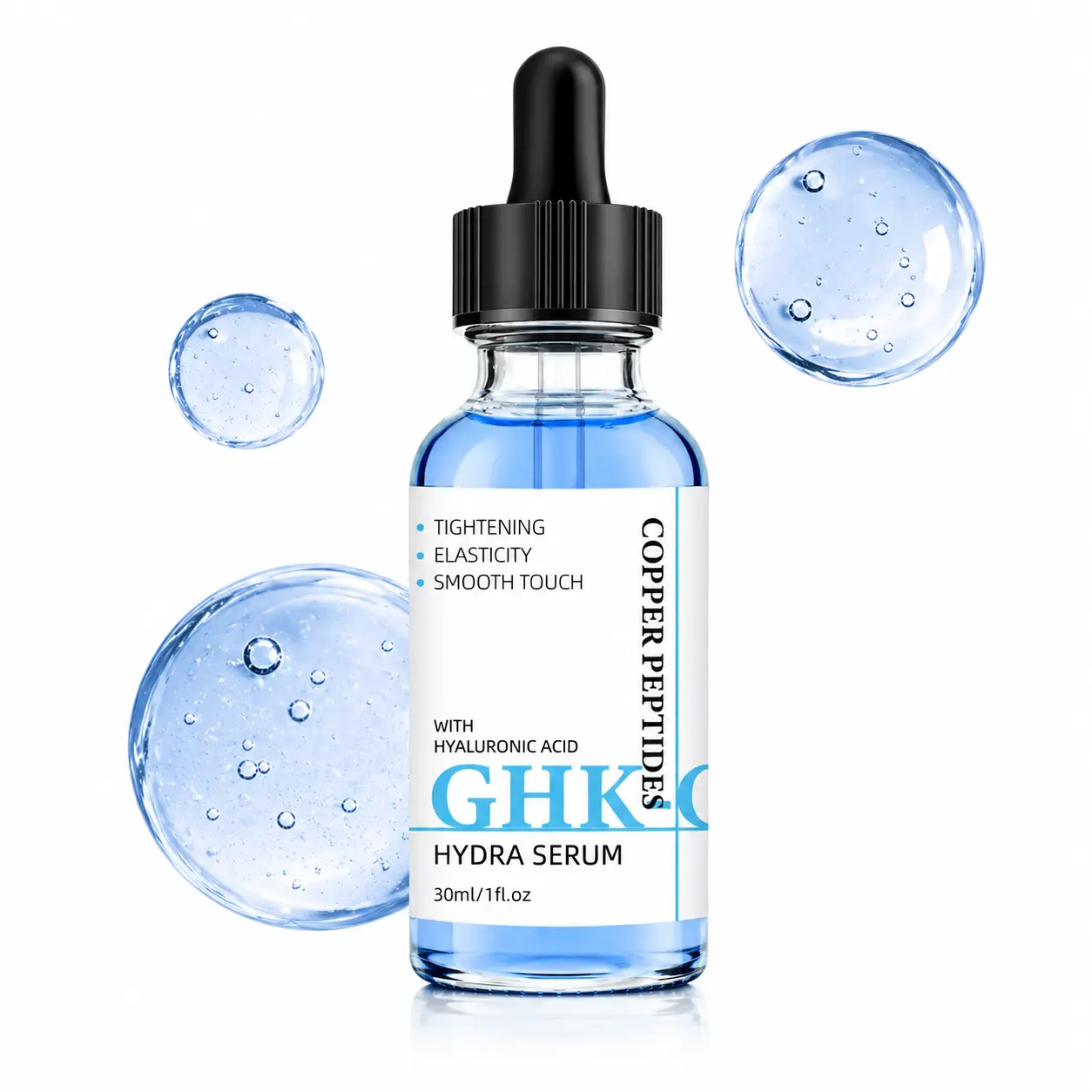 Copper Peptide GHK-Cu Hydra Serum for Face - Advanced Golden Triangle Repair Formula with Niacinamide (B3), Panthenol (B5) & Hyaluronic Acid - Professional Firming, Pore Refining & Deep Recovery Essence - 1fl.oz