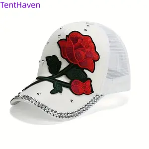 2026 New Peony Sailor Dance Baseball Hat Summer Sunshade Curved brimmed Women's Hat Inlaid with Diamonds Leisure Sunscreen Fashion Trendy Hat