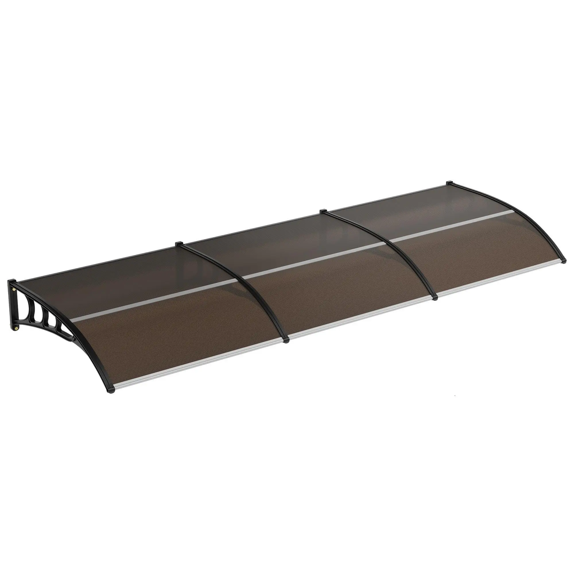 Garvee UV, Rain, Snow & Sun Protection Outdoor Door Awning Canopy - Polycarbonate Front Door Shade - Durable Plastic Steel Bracket - Clear/Brown Board, 40''x120'' - Ideal for Entrance & Window