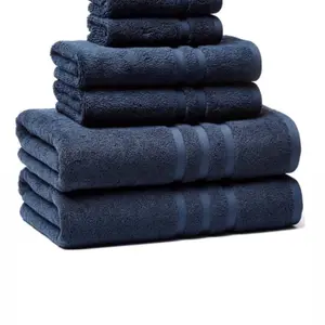  Veteran Textile 6 Piece Towel Set - 100% Pure Turkish Cotton - Luxury Towel Set for Bathroom & Kitchen, 2 Bath Towels, 2 Hand Towels & 2 WashCloths  Navy Blue