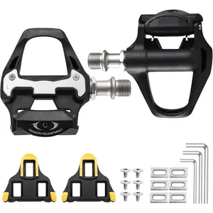SPD SL Pedals, 9/16" Road Bike Pedals, Sealed Bearings & Nylon Clipless Pedals with Cleats Set Compatible with SPD SL System (Black)