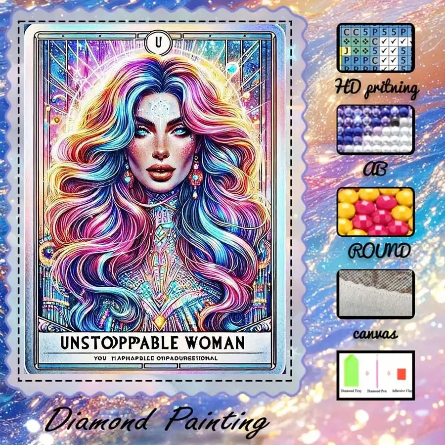 DIY 5D velvet fabric diamond painting handmade kit, AB diamonds, crystal diamonds, color hair, women, textured diamond embroidery, diamond art kit, wall decoration, Handmade Gifts, gift for family, loved ones, and friends, Handicraft