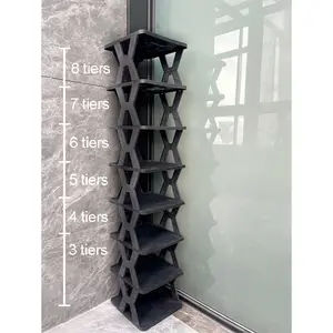 Stackable Plastic Shoe Rack, Vertical Dustproof Shoe Organizer, Sturdy Shoe Storage for Entryway