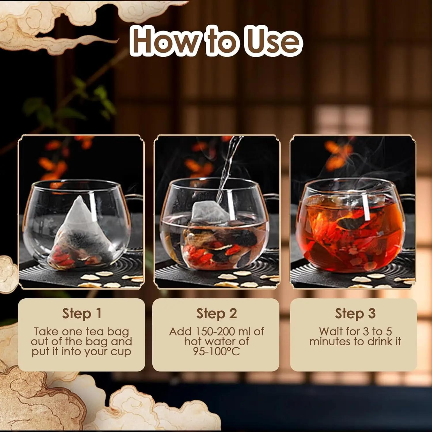 FANDAO Natural Ginseng For Mulberry Herbal Tea Six Treasures Blend Kidney Cleanse Detox Bags For Men Women Health Preservation