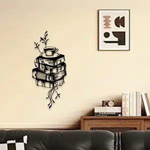 1pc Book Stack Metal Wall Art, Artistic Literary Statue Mural, Decoration, Perfect for Library, Study, Book Cafe Decor, Book Lovers Day Decor, Ideal Gift for Librarians, Perfect For Halloween/Christmas/Easter decor, Gothic Art