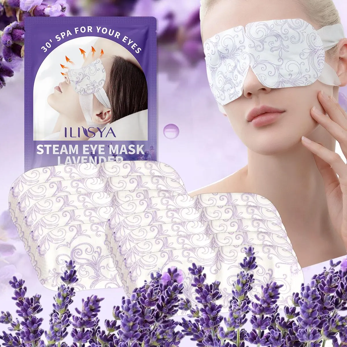 Lavender steam eye mask 10 pieces, Disposable eye mask, Calming eyemask, relieve fatigue eye fatigue, essential for staying up late, warm eye mask, sleep eye mask, Sleeping Eye Mask