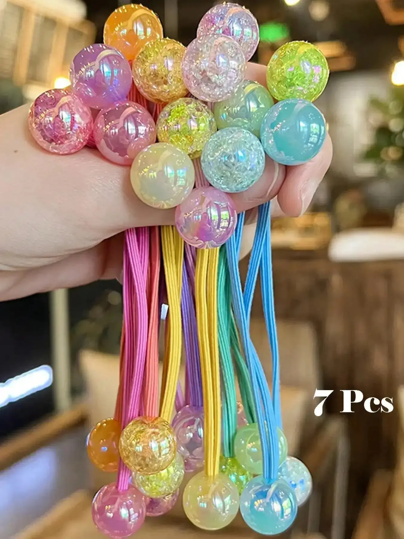 Cute Colorful Bubble Ball Design Hair Ties, 7 Counts High Stretch Hair Ties, Fashion Hair Accessories for Ladies & Girls, Scrunchie, Ponytail, Scrunchies, Fashionable Hair Accessories