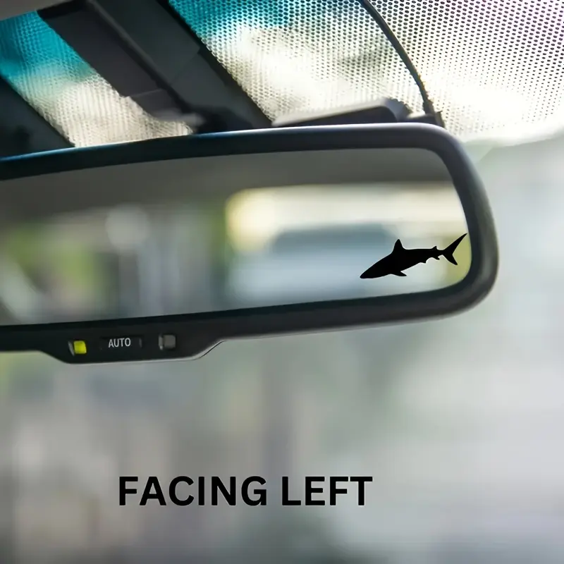 4PCS/SET Shark Rearview Mirror Trendy Sticker Car Personalized Decor Decal For Car Rearview Mirror, Body, Laptop Case, Luggage Exterior Cross-border Hot Car Trend Goodie Adds Cool Texture Fits Car Decor Top For Car Trend Fans