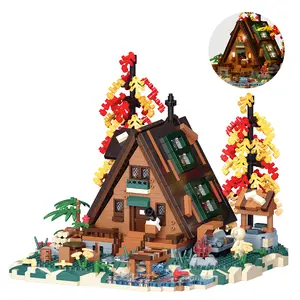 2151 PCS Wood Cabin Building Blocks Set with LED Lights, Forest Wood House Architecture Micro Mini Block Kits, Miniature House Model Decorations, Funny Birthday, for Age 14+ Kids Adults
