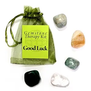 Good Luck Gemstone Therapy Kit: Aquamarine, Citrine, Jade, Aventurine and Quartz