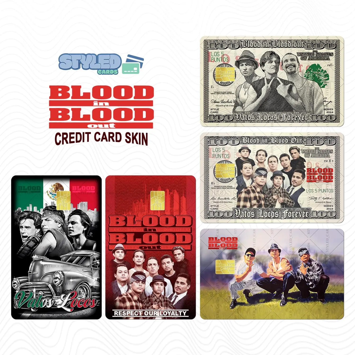 Blood in Blood Out Debit Card Sticker - High Quality Vinyl & UV Ink, Suitable for Personalizing Your Cards