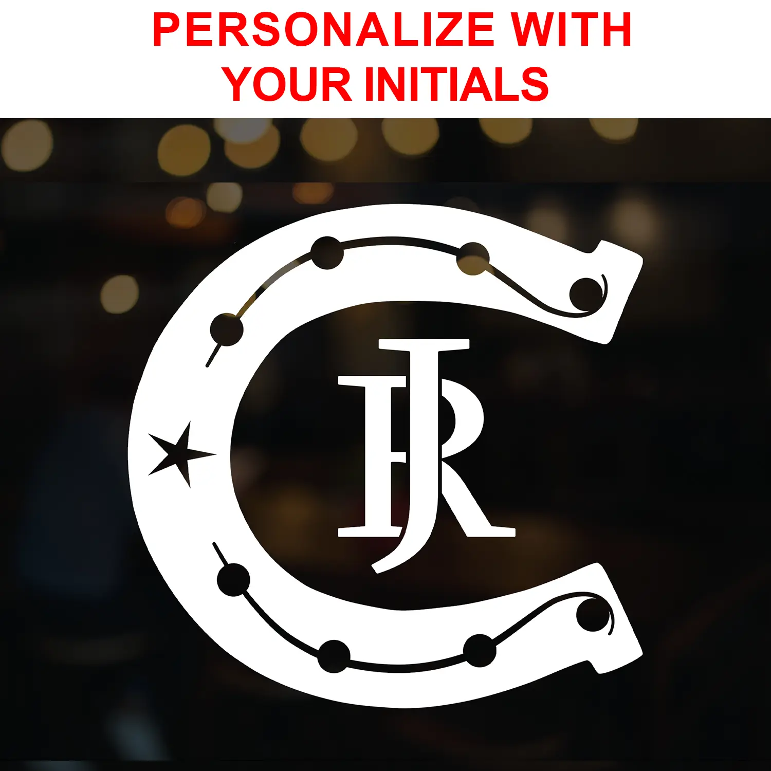 Personalized Decal Sticker Vinyl with Horseshoe and Initials Cattle Brand Calcomania para Troca o Carro Personalizado Iniciales Fierro Herradura