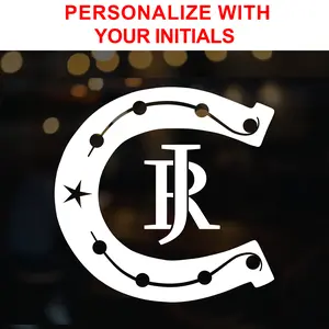 Personalized Decal Sticker Vinyl with Horseshoe and Initials Cattle Brand Calcomania para Troca o Carro Personalizado Iniciales Fierro Herradura