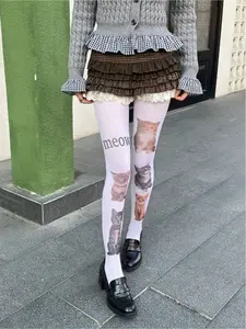 1pc Women's Cat Print Pantyhose, Cute And Adorable, A Must-Have For Cat Lovers, Perfect For Festivals, Dates, Daily Outings And Parties