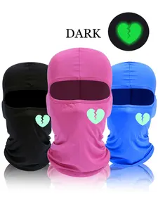 Luminous Heart Printing Ski Mask Balaclava Face Mask for Men Women, Windproof Scarf for Snowboard Motorcycle, All Seasons Sporty Fit