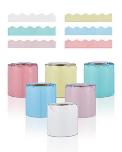 VEVOR Bulletin Board Borders,  6 Rolls 32.8 Feet Scalloped Bulletin Board Borders, Boho Rolled Border Trim with Wavy Line Design, Colorful Pastel Borders for School Classroom Party & Wall Decoration