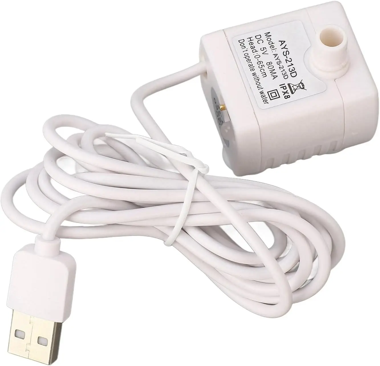 Water Fountain Pump Replacement, 5V Pet Fountain Pump Replacement, ABS  Water Dispenser Pumps with USB 58.4in Cord  Dry  for Pet Water Dispenser, 1 count