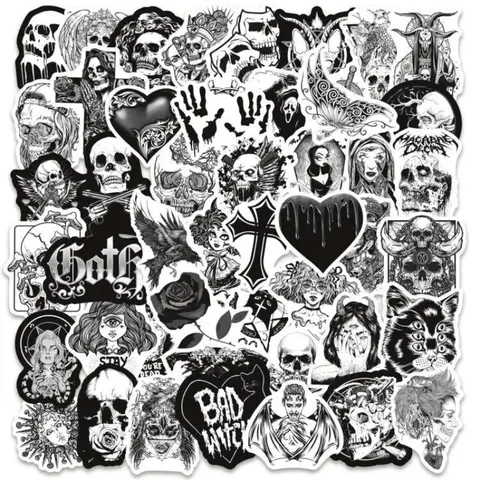 Gothic Series Stickers Set, 100pcs Includes Sticker & Design for Scrapbooking Journals Laptops Water Bottles Cars, Positive Message Gift, Halloween, Premium Skull Stickers, Skull Decal, Sticker Decals