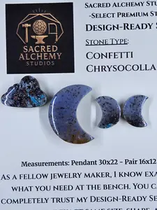 Crescent Moon - Confetti Chrysocolla - Sacred Alchemy Select - Design-Ready Set