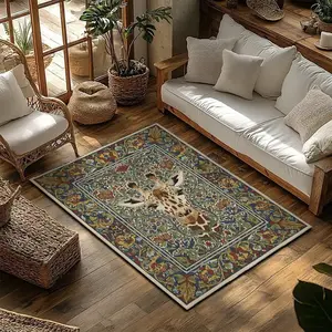 Art Nouveau giraffe floral, Suitable for living rooms, bedrooms, and dining rooms, furniture decoration aesthetics, anti-slip rubber back