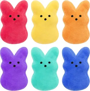 Easter Gift 6pcs Easter Bunny Plush Toys Decorations Cute Animal Bunny Stuffed Doll 5 Inches Soft PP Cotton Easter Basket Stuffers Gift for Girls Boys
